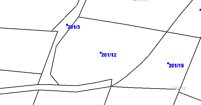 Parcela st. 201/12 v KÚ Butoves, Katastrální mapa
