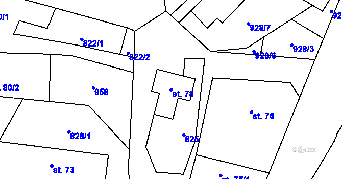 Parcela st. 78 v KÚ Hubálov, Katastrální mapa