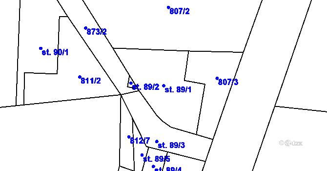 Parcela st. 89/1 v KÚ Hubálov, Katastrální mapa