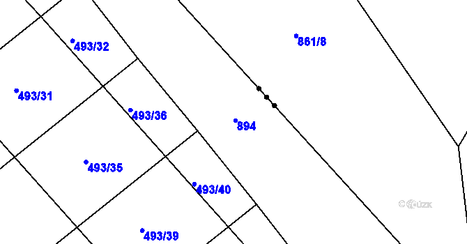 Parcela st. 861/9 v KÚ Hubálov, Katastrální mapa