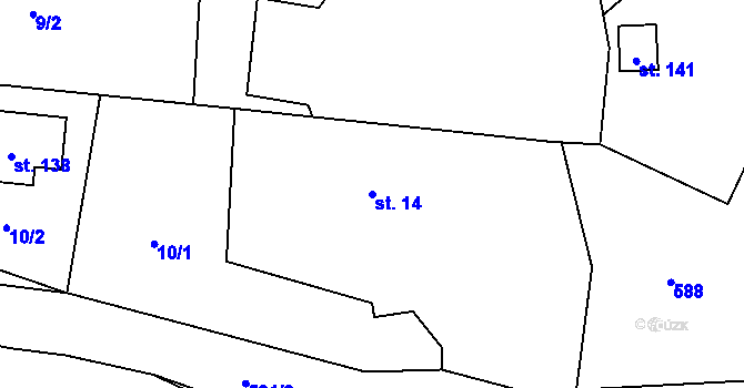 Parcela st. 14 v KÚ Kacákova Lhota, Katastrální mapa