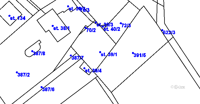 Parcela st. 39/1 v KÚ Kacákova Lhota, Katastrální mapa
