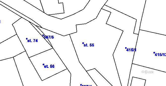Parcela st. 55 v KÚ Kacákova Lhota, Katastrální mapa