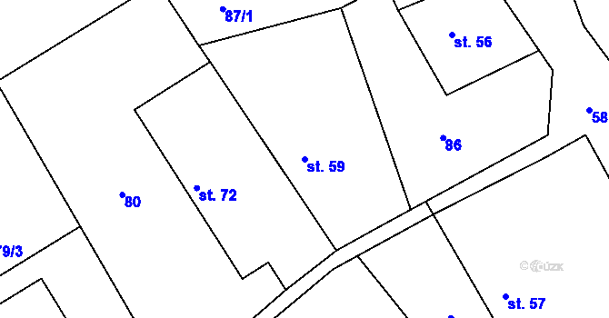 Parcela st. 59 v KÚ Kacákova Lhota, Katastrální mapa