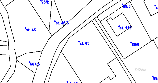 Parcela st. 63 v KÚ Kacákova Lhota, Katastrální mapa