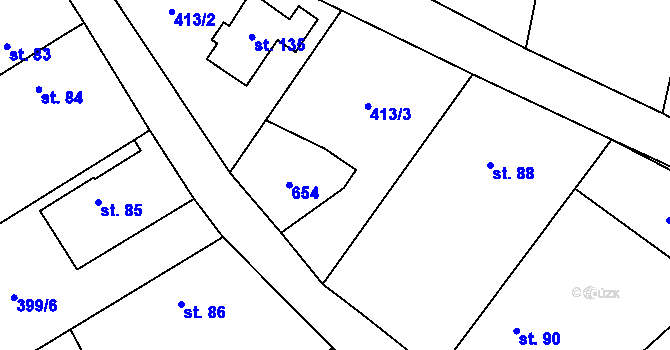 Parcela st. 87 v KÚ Kacákova Lhota, Katastrální mapa
