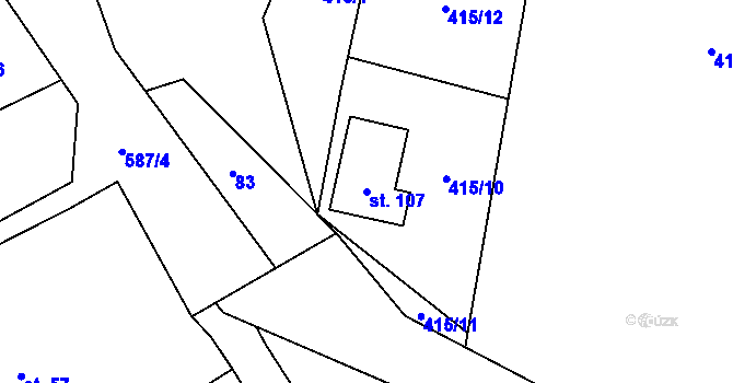 Parcela st. 107 v KÚ Kacákova Lhota, Katastrální mapa