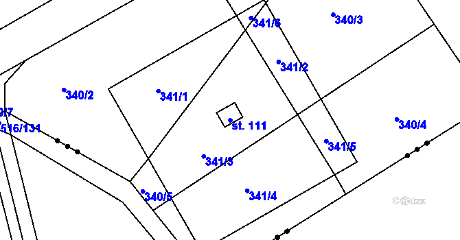 Parcela st. 111 v KÚ Kacákova Lhota, Katastrální mapa