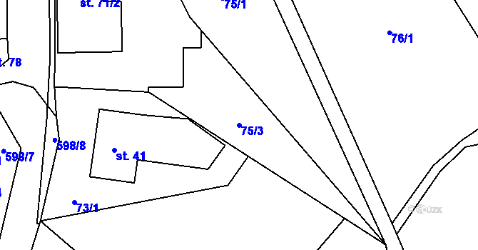 Parcela st. 75/3 v KÚ Kacákova Lhota, Katastrální mapa