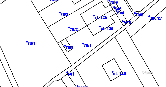 Parcela st. 78/1 v KÚ Kacákova Lhota, Katastrální mapa
