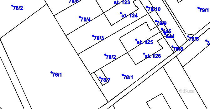 Parcela st. 78/2 v KÚ Kacákova Lhota, Katastrální mapa