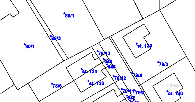 Parcela st. 78/13 v KÚ Kacákova Lhota, Katastrální mapa