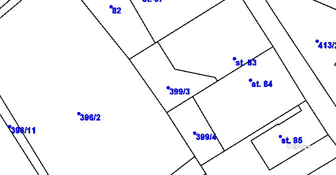 Parcela st. 399/3 v KÚ Kacákova Lhota, Katastrální mapa