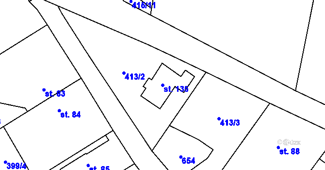 Parcela st. 135 v KÚ Kacákova Lhota, Katastrální mapa