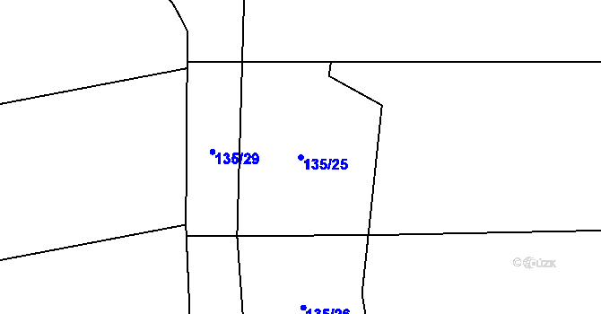 Parcela st. 135/25 v KÚ Kacákova Lhota, Katastrální mapa