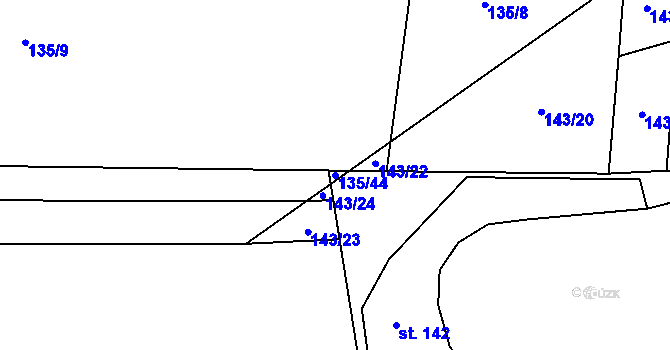 Parcela st. 135/44 v KÚ Kacákova Lhota, Katastrální mapa