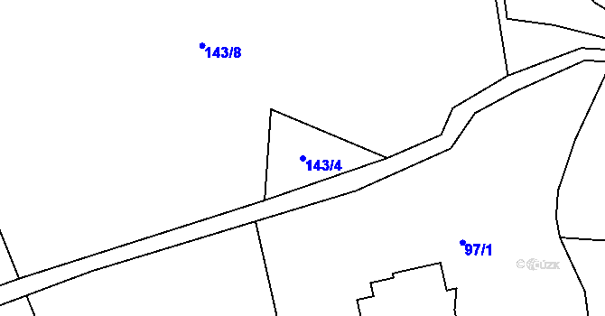 Parcela st. 143/4 v KÚ Kacákova Lhota, Katastrální mapa