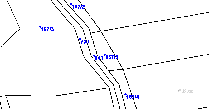 Parcela st. 157/3 v KÚ Kacákova Lhota, Katastrální mapa