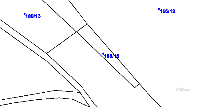 Parcela st. 188/16 v KÚ Kacákova Lhota, Katastrální mapa