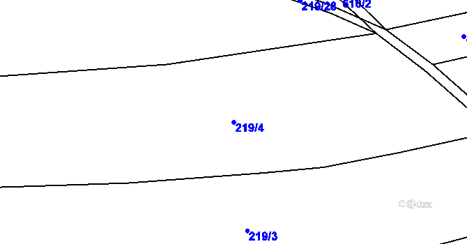 Parcela st. 219/4 v KÚ Kacákova Lhota, Katastrální mapa