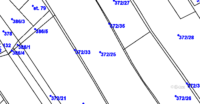 Parcela st. 372/25 v KÚ Kacákova Lhota, Katastrální mapa