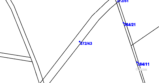 Parcela st. 372/43 v KÚ Kacákova Lhota, Katastrální mapa