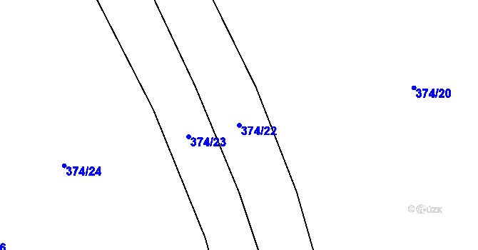 Parcela st. 374/22 v KÚ Kacákova Lhota, Katastrální mapa