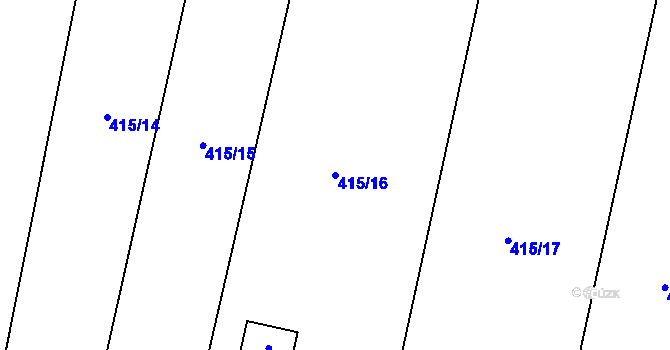 Parcela st. 415/16 v KÚ Kacákova Lhota, Katastrální mapa