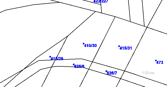 Parcela st. 415/30 v KÚ Kacákova Lhota, Katastrální mapa