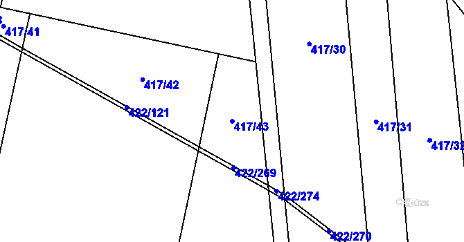 Parcela st. 417/43 v KÚ Kacákova Lhota, Katastrální mapa