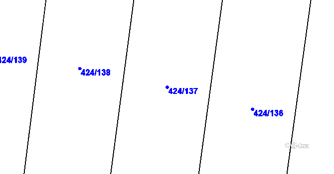 Parcela st. 424/137 v KÚ Kacákova Lhota, Katastrální mapa