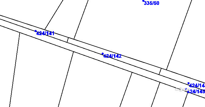 Parcela st. 424/142 v KÚ Kacákova Lhota, Katastrální mapa