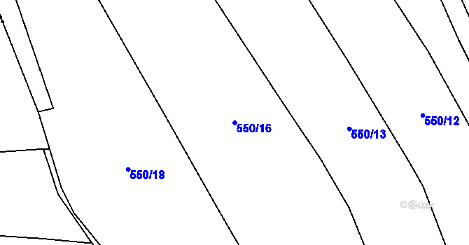 Parcela st. 550/16 v KÚ Kacákova Lhota, Katastrální mapa