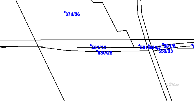 Parcela st. 550/26 v KÚ Kacákova Lhota, Katastrální mapa