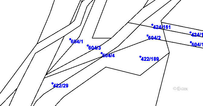 Parcela st. 604/4 v KÚ Kacákova Lhota, Katastrální mapa