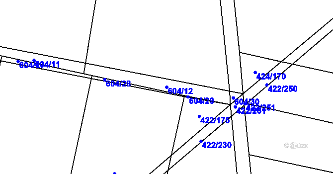 Parcela st. 604/12 v KÚ Kacákova Lhota, Katastrální mapa