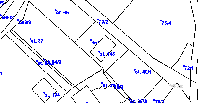 Parcela st. 145 v KÚ Kacákova Lhota, Katastrální mapa