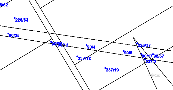 Parcela st. 90/4 v KÚ Tuř, Katastrální mapa