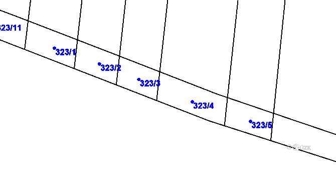 Parcela st. 323 v KÚ Tuř, Katastrální mapa