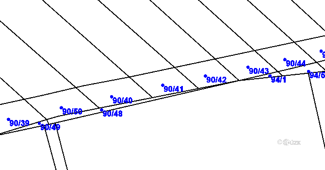 Parcela st. 90/41 v KÚ Tuř, Katastrální mapa