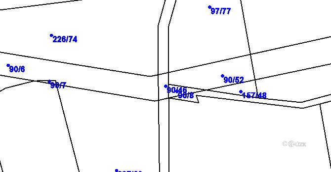 Parcela st. 90/46 v KÚ Tuř, Katastrální mapa