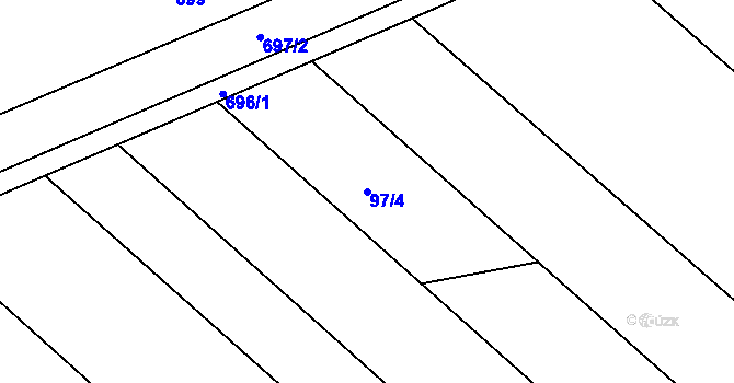 Parcela st. 97/4 v KÚ Tuř, Katastrální mapa