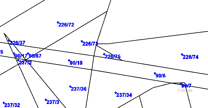 Parcela st. 226/75 v KÚ Tuř, Katastrální mapa