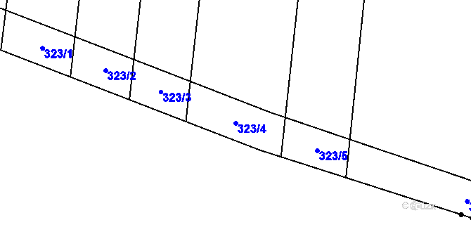 Parcela st. 323/4 v KÚ Tuř, Katastrální mapa