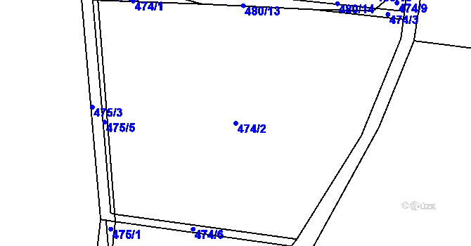 Parcela st. 474/2 v KÚ Tuř, Katastrální mapa