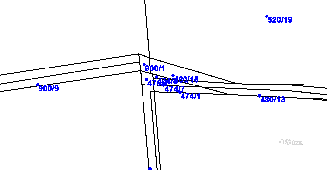 Parcela st. 474/7 v KÚ Tuř, Katastrální mapa