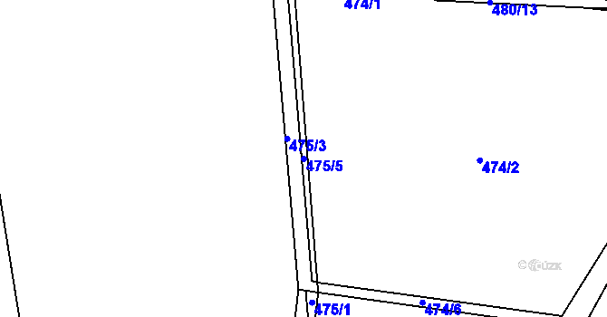 Parcela st. 475/5 v KÚ Tuř, Katastrální mapa