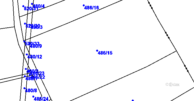 Parcela st. 486/15 v KÚ Tuř, Katastrální mapa