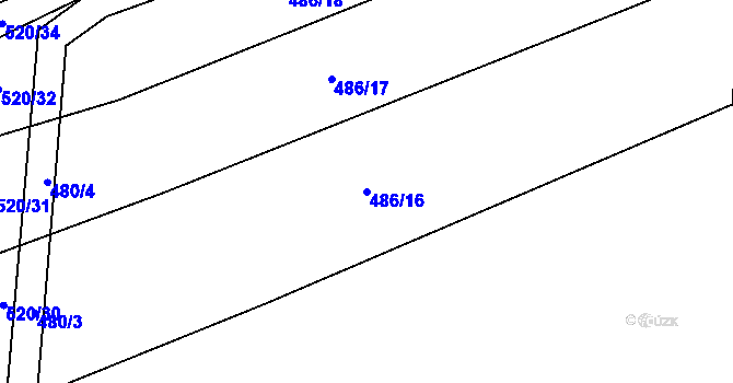 Parcela st. 486/16 v KÚ Tuř, Katastrální mapa