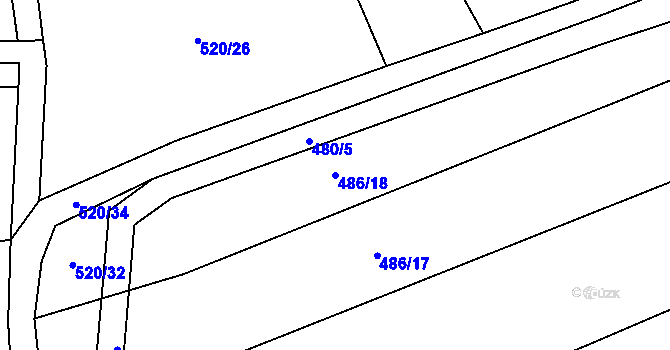 Parcela st. 486/18 v KÚ Tuř, Katastrální mapa